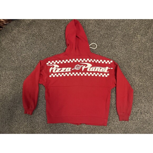 Disney Sweater Hoodie Size Small Toy Story Red Pizza Planet Spirit Jersey - Picture 1 of 11